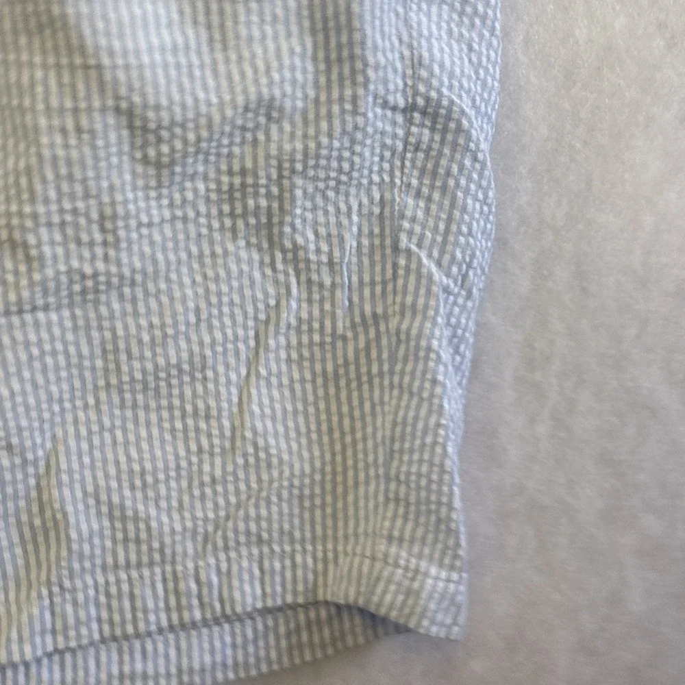 Castaway Nantucket Island Men Embroidered Cape Cod Blue Seersucker Shorts 40x8